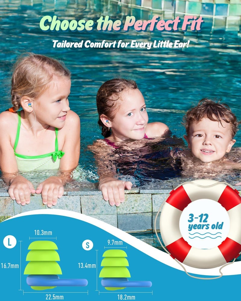 Hearprotek Swimming Ear Plugs for Kids, 2 Pairs Reusable Silicone Waterproof earplugs for Small Ear canals Toddlers∣Child Ear Protection for Swim Ear,Shower,Bath,Pool and Water Sports (3-12yrs) - Image 4